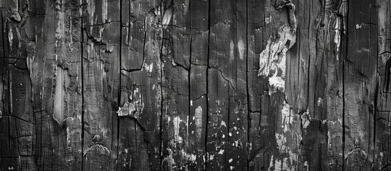 Poster - Black and white image of a weathered textured surface with visible scratches, ideal for copy space.