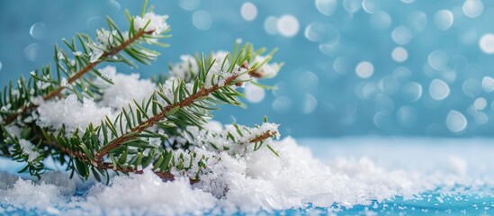 Aufkleber - Blue background with white artificial snow for a Christmas winter greeting card with copy space image.