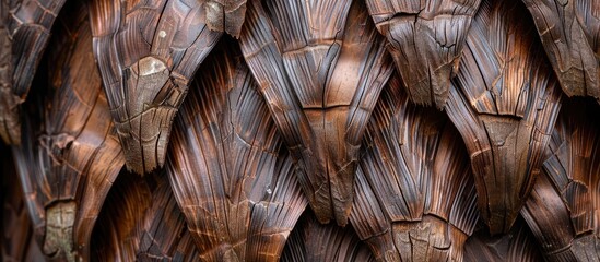 Poster - Brown palm bark creates an abstract backdrop with intricate nature designs, perfect for a copy space image.