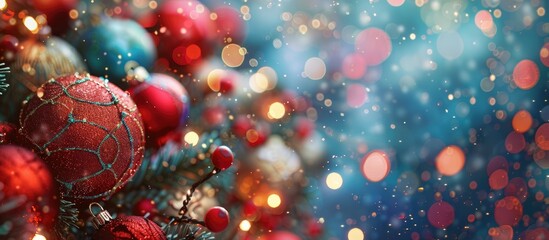 Poster - Festive ornaments for Christmas and New Year, providing a vibrant atmosphere in any space with a copy space image.