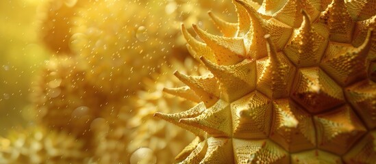 Poster - Detailed closeup image of a durian, known as the 'king of fruit', with copy space image.