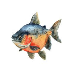 Wall Mural - piranha vector illustration in watercolor style