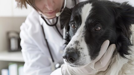 Canvas Print - The veterinarian and dog