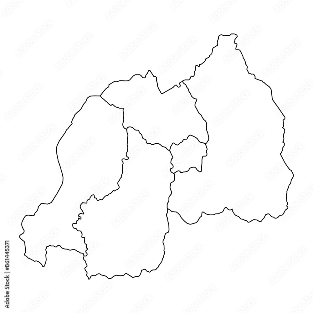 Rwanda with map administrative divisions. Vector illustration.