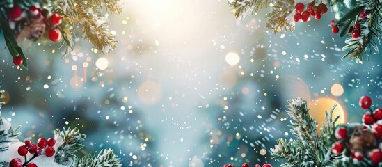 Poster - Festive Christmas-themed frame with copy space image.
