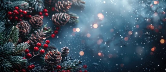 Poster - Background for Christmas and New Year holidays in winter season for a greeting card with a copy space image.