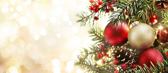 Poster - Festive ornaments for the holiday season, with space for adding your own photo, are known as Christmas decorations. image with copy space