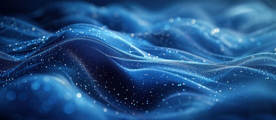 Wall Mural - Abstract Blue Waves with Sparkling Lights