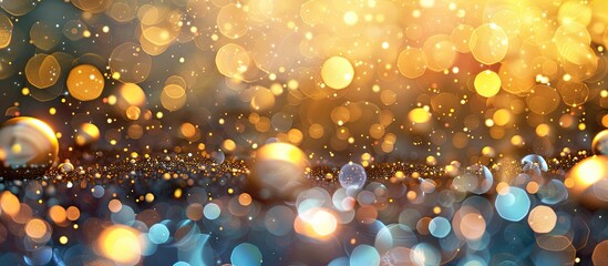 Canvas Print - Blurry festive background with shiny bubbles for Christmas celebration, ideal as a copy space image.