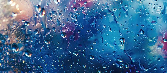 Aufkleber - Raindrops creating a textured abstract background with copy space image.