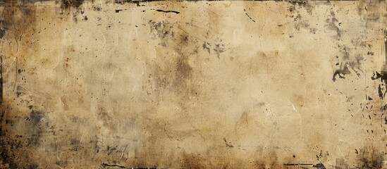 Fototapete - An aged cream paper texture with an old, vintage look resembling a rough, grungy vignette, creating a backdrop on hardboard with room for text in a copy space image.