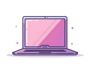 Poster - clean laptop icon representing technology and gadgets on white background