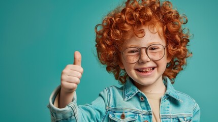 Wall Mural - The happy child in denim