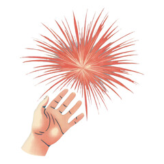 Poster - PNG  Fireworks hand illuminated celebration.