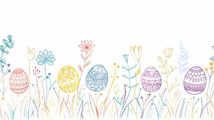 Wall Mural - vector illustration of easter eggs with various colors and pattern designs.