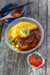 Wall Mural - Homemade delicious Hamburger Steak with rice