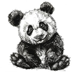 Wall Mural - Vector illustration cartoon of a cute panda over white background.