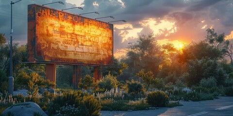 Wall Mural - Rusty Billboard at Sunset