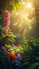 Wall Mural - sunset in the jungle