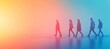 © PLUT_OFF - digital virtual silhouettes of businessmen and ordinary people on the move, copy space, place for text