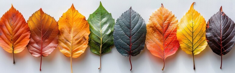 Canvas Print - Autumn Leaf Progression: From Green to Brown