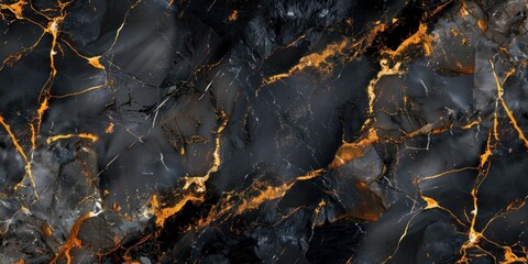 Wall Mural - Black Marble With Gold Veins Texture