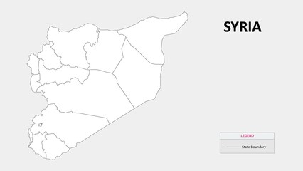 Naklejka na meble Syria Map. State map of Syria. Administrative map of Syria with States names in outline.