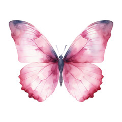 Sticker - pink butterfly watercolor isolated on transparent background cutout