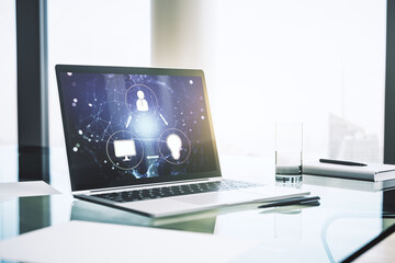 Aufkleber - Social network concept on modern laptop screen. 3D Rendering