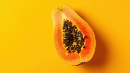 Wall Mural - The Halved Papaya on Yellow