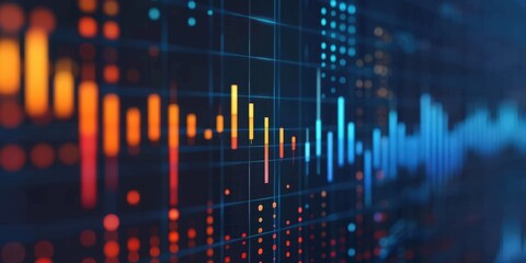 Poster - Abstract Data Visualization with Colorful Bars and Dots