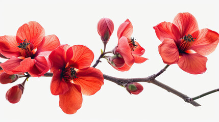 Wall Mural - Branch of red flower isolated on white background