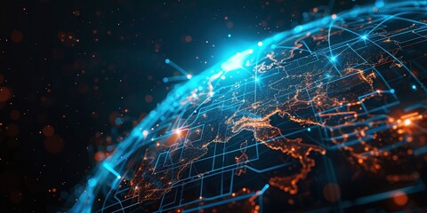 Poster - digital globe with network connections