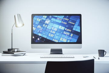 Poster - Stats data illustration on modern laptop monitor, computing and analytics concept. 3D Rendering