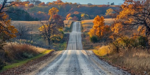 Wall Mural - Country Road Through Autumnal Landscape
