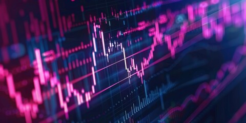 Poster - abstract stock market chart with glowing lines
