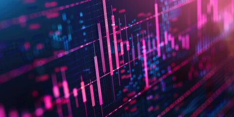 Poster - Neon Stock Market Graph