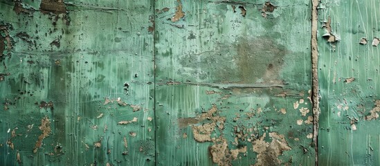 Poster - A weathered green background with a concrete wall provides copy space image.