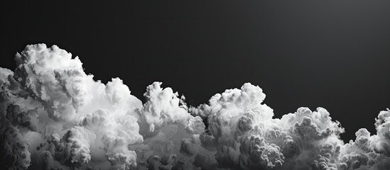 Poster - A white cloud against a black backdrop forms a visually appealing layout, perfect for displaying sleek and contemporary designs, with a perfect black background for emphasizing delicate features in a