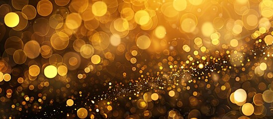Poster - Festive gold glitter background with bokeh lights for New Year celebrations, perfect for adding text or graphics in the copy space image.