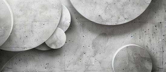 Poster - Abstract background of modern concrete with a flat and smooth texture in gray, featuring circle shapes and suitable for overlaying text or images in a copy space image.