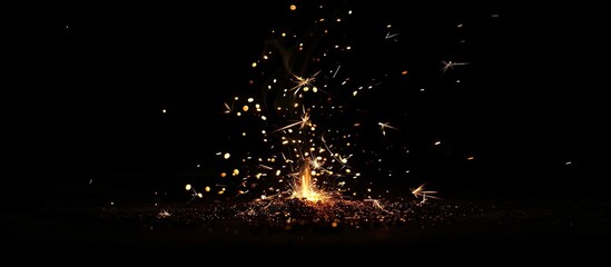 Wall Mural - Christmas fire spark against black background perfect for copy space image.