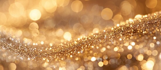 Poster - Festive golden bokeh background with sparkling glitter. Copy space image.