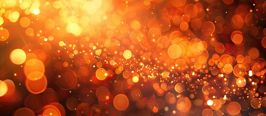 Poster - Abstract orange bokeh background with sparkling lights, ideal for Valentine's Day events, women's day, or romantic occasions, offering a blurred holiday backdrop with copy space image.