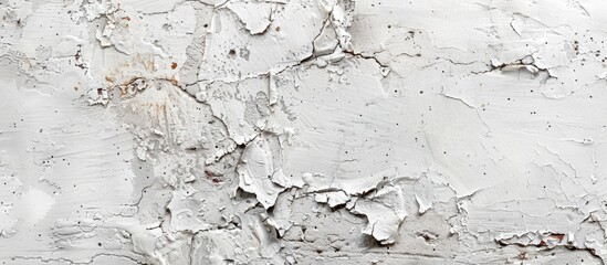 Poster - Aged paint on a cement wall forms a textured artistic white backdrop with copy space image.