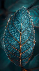 Sticker - Vibrant Macro Shot of a Leaf s Intricate Veins and Texture in Vivid Colors