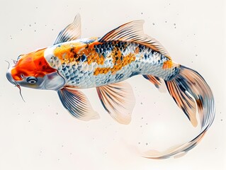 Canvas Print - Vibrant Koi Fish with Intricate Patterns Swimming in a Pond