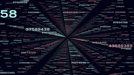 Random matrix numbers pattern on dark space, abstract corporate, business and futuristic style background