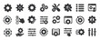 © Abbasy  Kautsar - Settings glyph solid icons collection. Containing configuration, maintenance, service, tools, wrench, gear. For website marketing design, logo, app, template, ui, etc. Vector illustration.