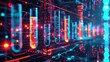 © JewJew - Abstract digital background with glowing test tubes, big data analysis concept, 3d rendering